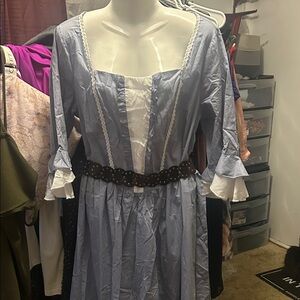 Elegant Blue Dress with White Accents from Scarlett Darkness BNWT XL